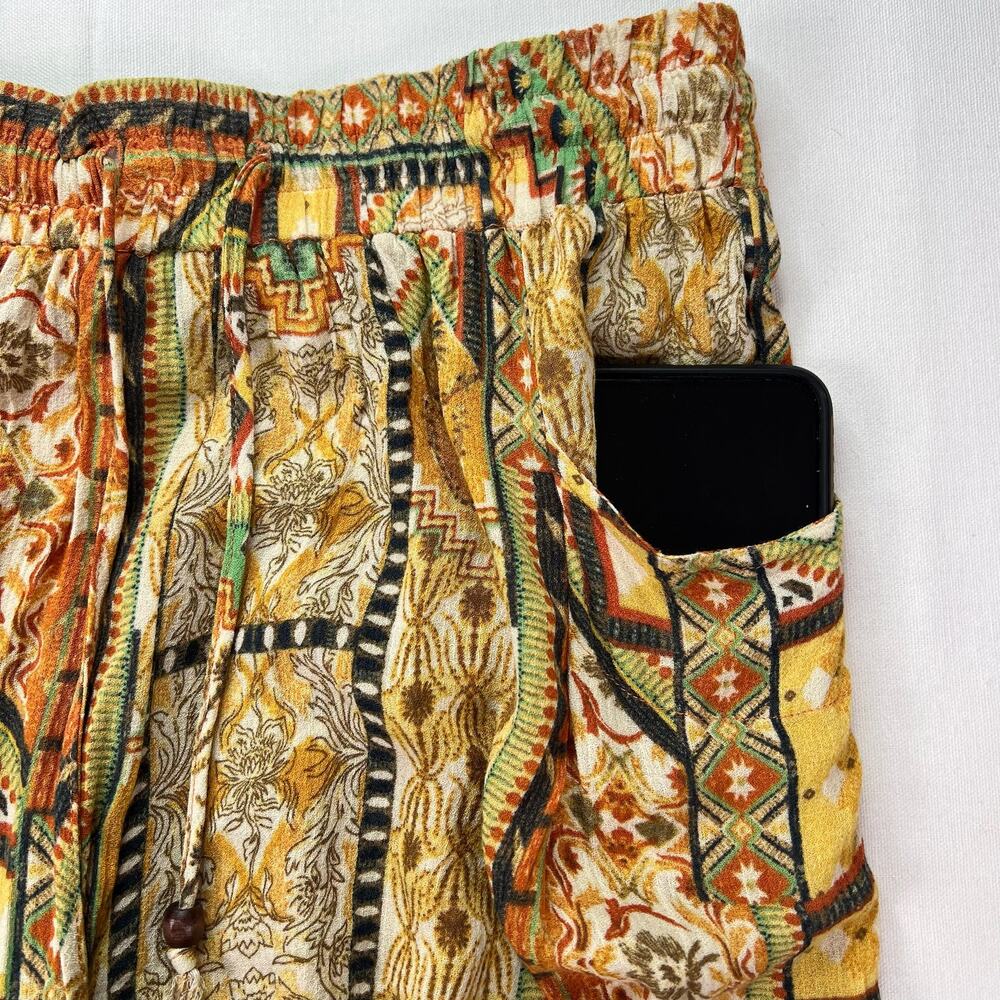 Rachel Zoe Boho Patchwork Harem Pants Womens S Viscose Elastic Tie Ankle Joggers - Picture 6 of 16